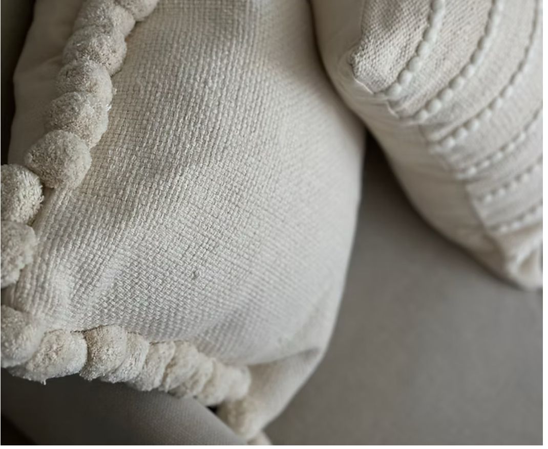 Designer Pom Pom cotton woven cushion cover 50x50 cm