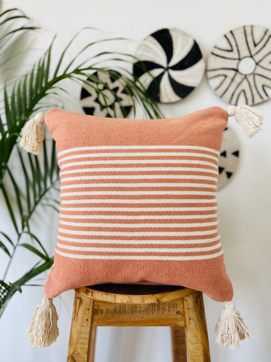 HANDLOOM WOVEN COTTON CUSHION COVER 50X50 CM